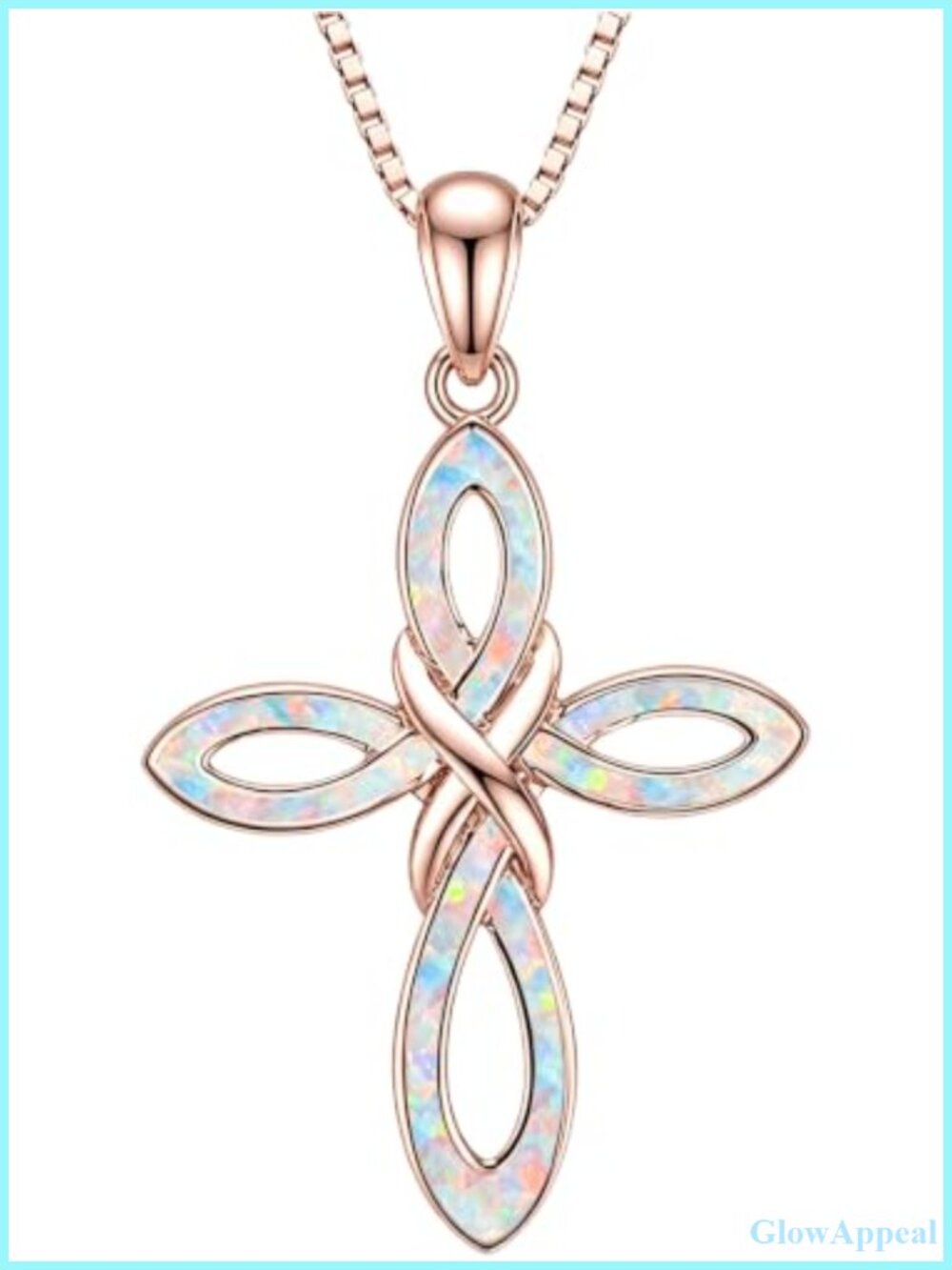 Opal Celtic Cross Necklace Infinity Knot Pendant Jewelry Gift for Women